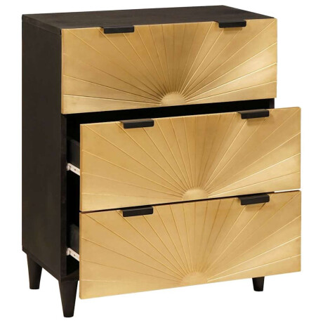 vidaXL Dressoir Zwart en Goud 60 x 33 x 75 cm massief mangohout afbeelding2 - 1