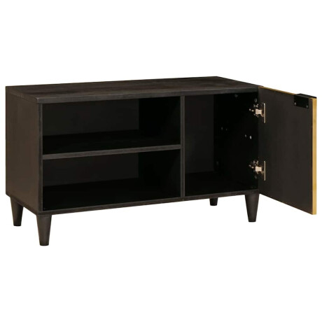 vidaXL TV-kast Zwart en Goud 80 x 33 x 46 cm massief mangohout afbeelding2 - 1