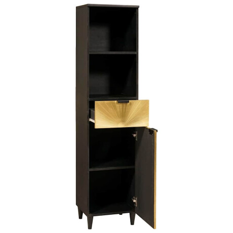 vidaXL Badkamer Kast Zwart en Goud 38 x 33 x 160 cm massief mangohout afbeelding2 - 1