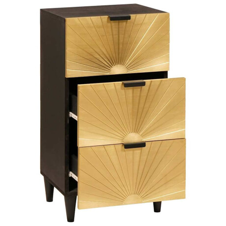 vidaXL Dressoir Zwart en Goud 40 x 33 x 75 cm massief mangohout afbeelding2 - 1