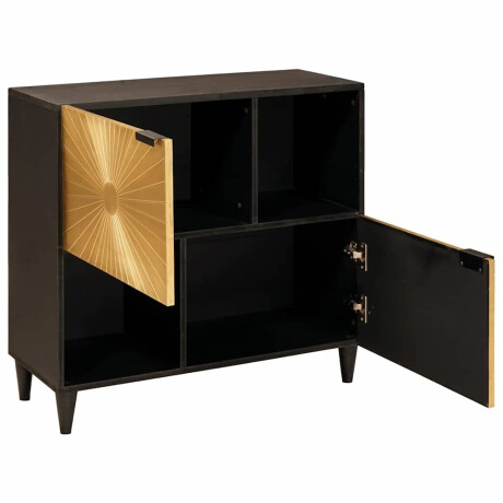 vidaXL Bijzetkast Zwart en Goud 80 x 33.5 x 75 cm massief mangohout afbeelding2 - 1