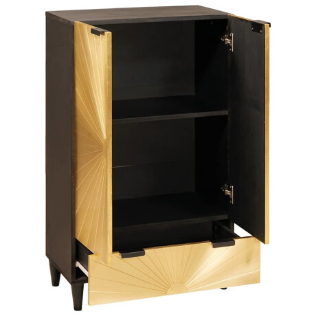 vidaXL Bijzetkast Zwart en Goud 60 x 33.5 x 100 cm massief mangohout afbeelding2 - 1