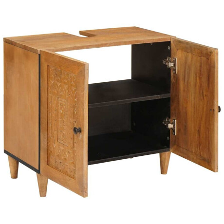 vidaXL Badkamer Kast Lichtbruin 62 x 33 x 58 cm Massief Mango Hout afbeelding2 - 1