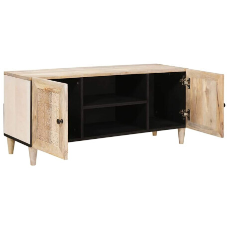 vidaXL TV-kast met plank Wit 105 x 33 x 46 cm massief mangohout afbeelding2 - 1