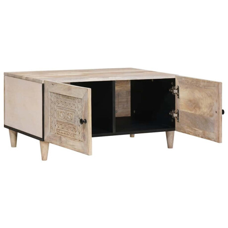 vidaXL Salontafel met opslag Beige 80 x 50 x 40 cm massief mangohout afbeelding2 - 1