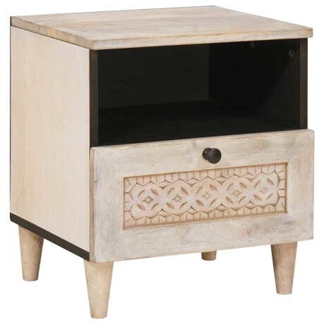 vidaXL Nachtkastje 2 pcs Beige 40 x 33 x 46 cm massief mangohout afbeelding2 - 1