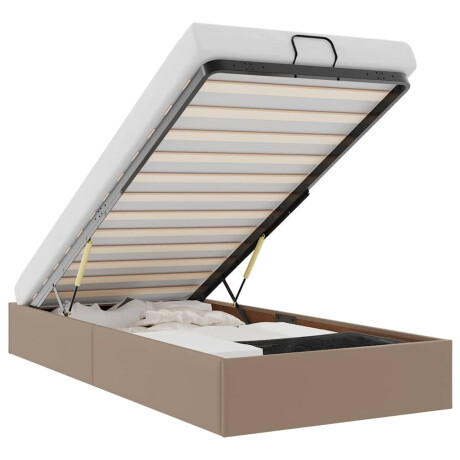 vidaXL Bedframe zonder matras 100x200 cm kunstleer cappuccinokleurig afbeelding2 - 1