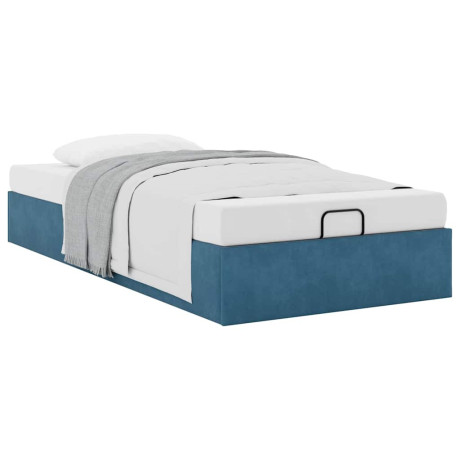 vidaXL Bedframe zonder matras 90x190 cm fluweel donkerblauw afbeelding2 - 1