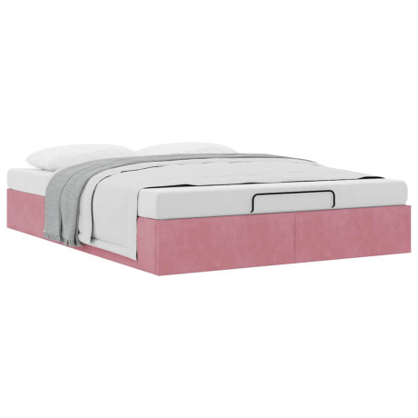 vidaXL Ottoman bedframe zonder matras 140x190 cm fluweel roze afbeelding2 - 1