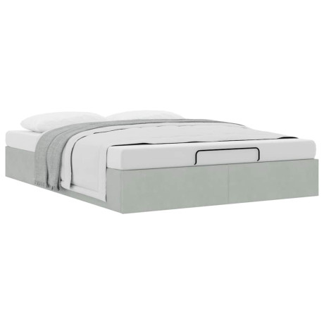 vidaXL Ottoman bedframe zonder matras 140x200 cm fluweel lichtgrijs afbeelding2 - 1
