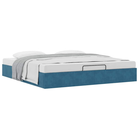 vidaXL Bedframe zonder matras 160x200 cm fluweel donkerblauw afbeelding2 - 1