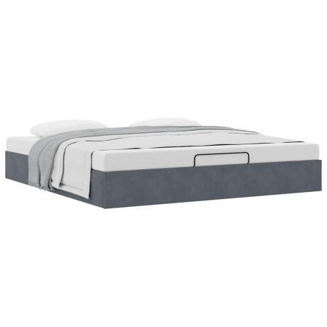 vidaXL Ottoman bedframe zonder matras 200x200 cm fluweel donkergrijs afbeelding2 - 1