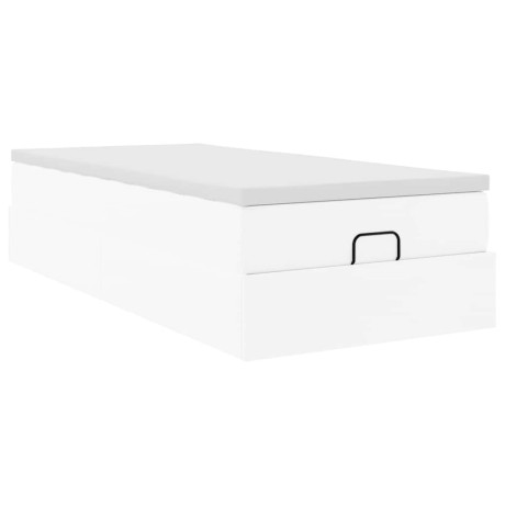 vidaXL Ottoman bed met matras 100x200cm kunstleer wit afbeelding2 - 1