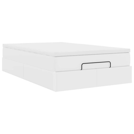 vidaXL Bedframe met matras 120x200cm kunstleer wit afbeelding2 - 1