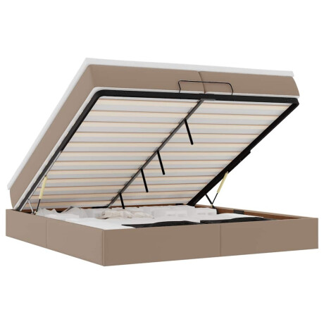 vidaXL Ottoman bed met matrassen 200x200cm kunstleer cappuccinokleurig afbeelding2 - 1