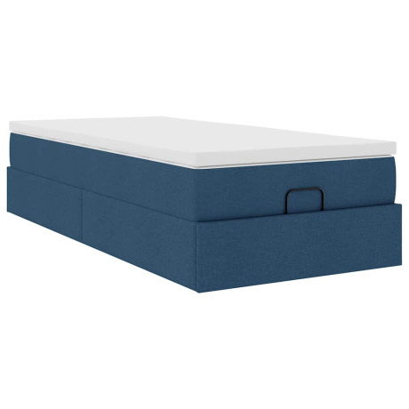 vidaXL Bedframe met matras 90x200cm stof blauw afbeelding2 - 1