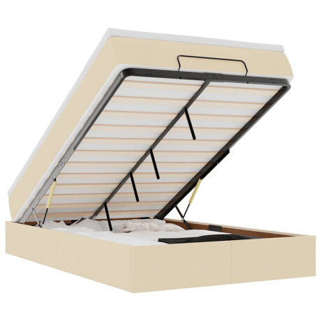 vidaXL Ottoman bed met matras 120x190 cm stof crèmekleurig afbeelding2 - 1