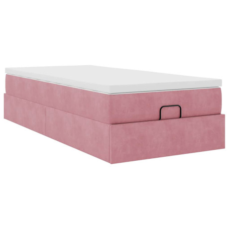 vidaXL Bedframe met matras 90x200cm fluweel roze afbeelding2 - 1