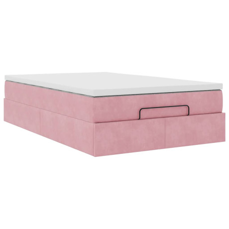 vidaXL Bedframe met matras 120x190 cm fluweel roze afbeelding2 - 1