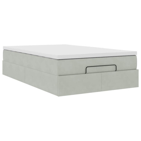 vidaXL Ottoman bed met matras 120x200 cm fluweel lichtgrijs afbeelding2 - 1