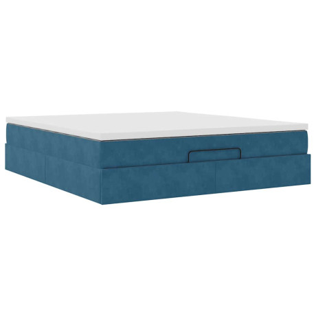 vidaXL Bedframe met matras 180x200 cm fluweel donkerblauw afbeelding2 - 1