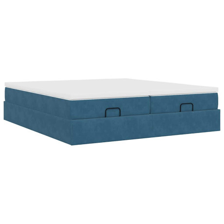 vidaXL Bedframe met matrassen 160x200cm fluweel donkerblauw afbeelding2 - 1