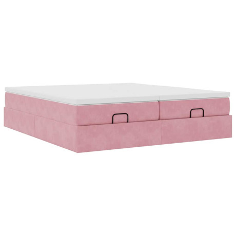 vidaXL Bedframe met matrassen 160x200cm fluweel roze afbeelding2 - 1