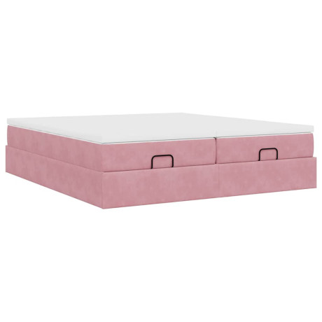 vidaXL Bedframe met matrassen 180x200cm fluweel roze afbeelding2 - 1