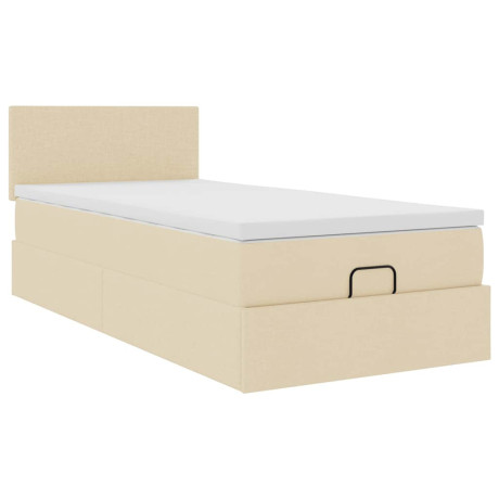 vidaXL Bedframe met matras 80x200cm stof crèmekleurig afbeelding2 - 1