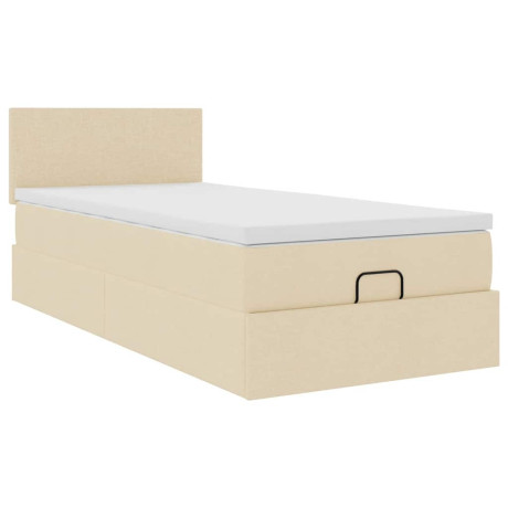 vidaXL Bedframe met matras 90x190cm stof crèmekleurig afbeelding2 - 1