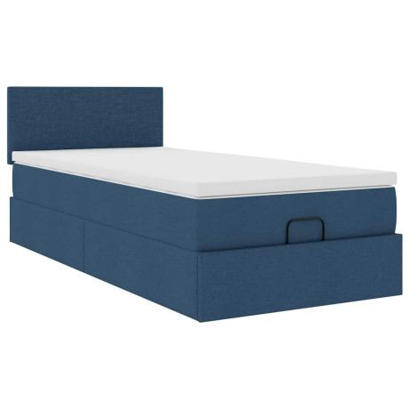 vidaXL Bedframe met matras 90x200cm stof blauw afbeelding2 - 1