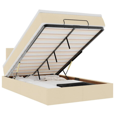 vidaXL Bed met matras 140x190 cm stof crèmekleurig afbeelding2 - 1