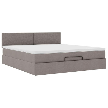 vidaXL Bedframe met matras 160x200cm stof taupe afbeelding2 - 1