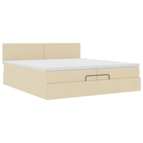 vidaXL Bedframe met matras 200x200 cm stof crèmekleurig afbeelding2 - 1