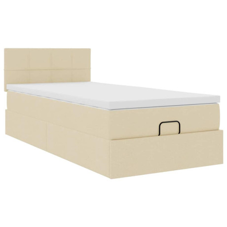 vidaXL Bedframe met matras 80x200cm stof crèmekleurig afbeelding2 - 1