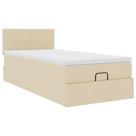 vidaXL Bedframe met matras 90x200cm stof crèmekleurig afbeelding2 - 1