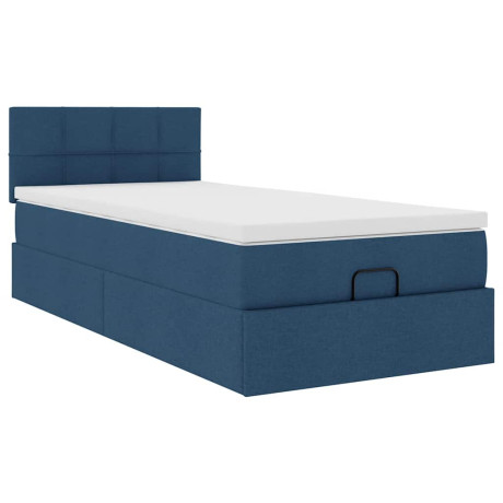 vidaXL Bedframe met matras 90x200cm stof blauw afbeelding2 - 1