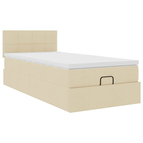 vidaXL Bedframe met matras 100x200cm stof crèmekleurig afbeelding2 - 1