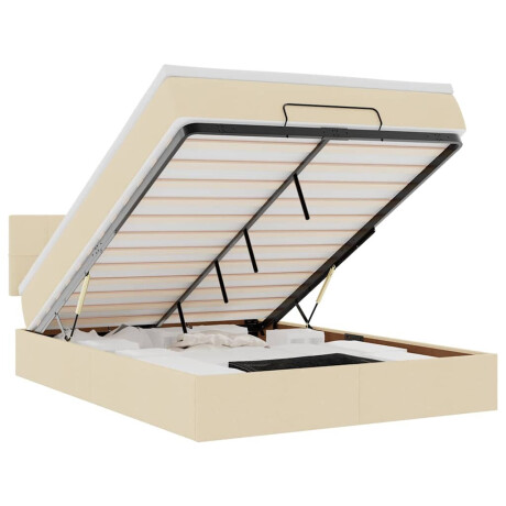 vidaXL Bed met matras 140x190 cm stof crèmekleurig afbeelding2 - 1