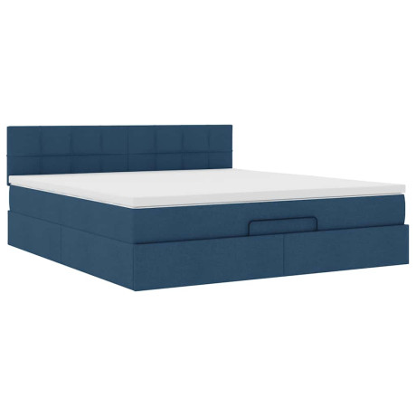 vidaXL Bedframe met matras 160x200cm stof blauw afbeelding2 - 1