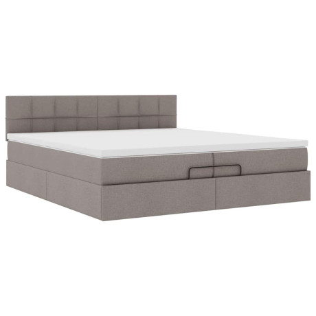 vidaXL Bedframe met matras 200x200 cm stof taupe afbeelding2 - 1