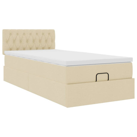 vidaXL Bedframe met matras 80x200cm stof crèmekleurig afbeelding2 - 1