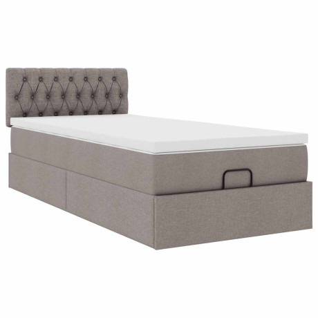 vidaXL Bedframe met matras 90x190cm stof taupe afbeelding2 - 1