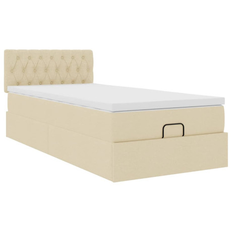 vidaXL Bedframe met matras 90x200cm stof crèmekleurig afbeelding2 - 1