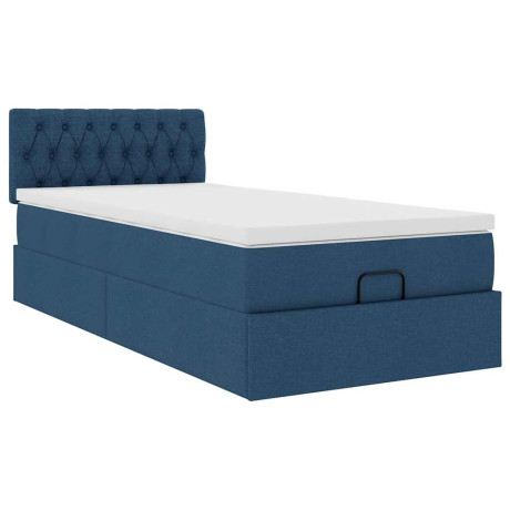 vidaXL Bedframe met matras 90x200cm stof blauw afbeelding2 - 1