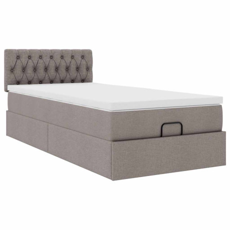 vidaXL Bedframe met matras 100x200cm stof taupe afbeelding2 - 1