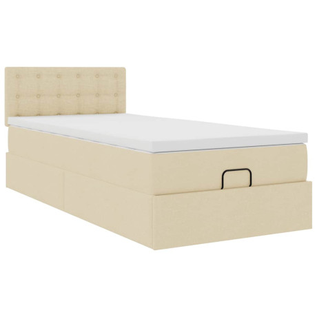 vidaXL Bedframe met matras 80x200cm stof crèmekleurig afbeelding2 - 1