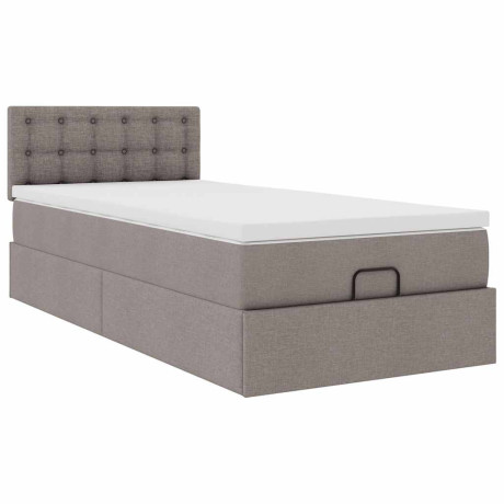 vidaXL Bedframe met matras 90x190cm stof taupe afbeelding2 - 1