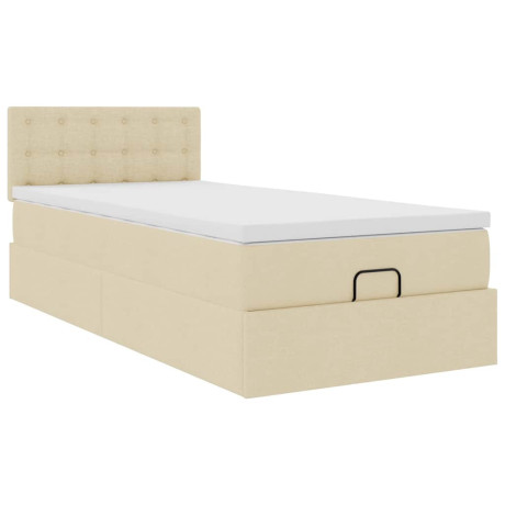 vidaXL Bedframe met matras 90x200cm stof crèmekleurig afbeelding2 - 1