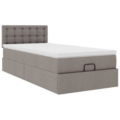 vidaXL Bedframe met matras 100x200cm stof taupe afbeelding2 - 1